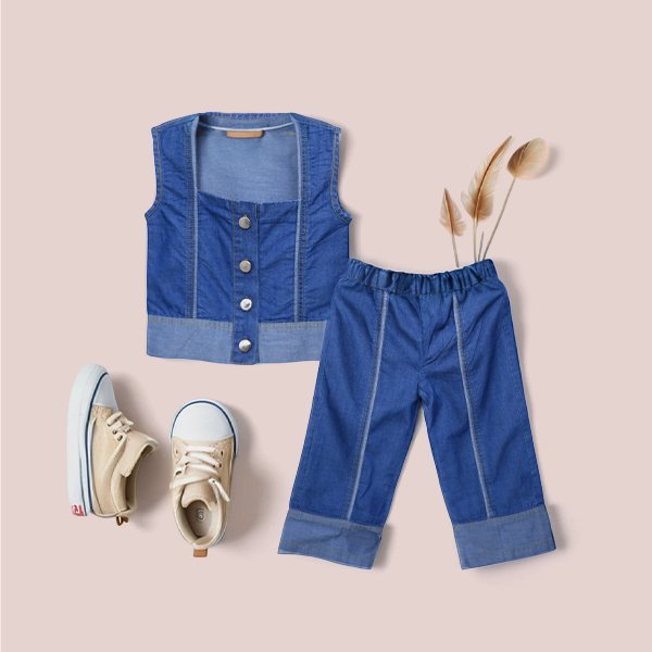 Denim Vest and Pants Set - Image 2