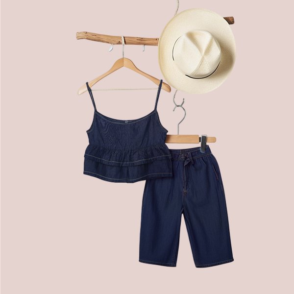 Denim Camisole & Culottes Set - Image 2