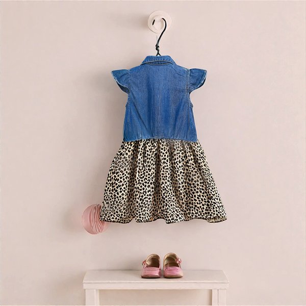 Denim & Leopard Print Dress - Image 2