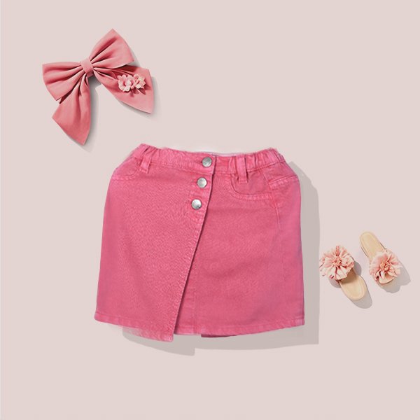 Pink A-line Denim Skirt - Image 2