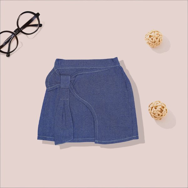 Bow Detail Denim Skort - Image 2
