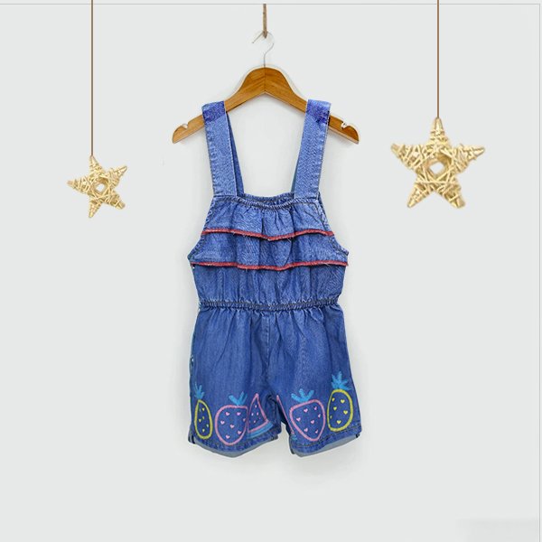 Fruit Embroidery Denim Romper - Image 2