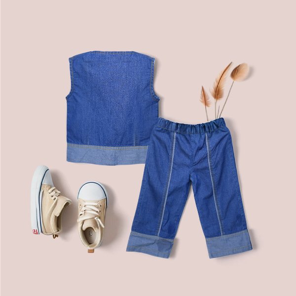 Denim Vest and Pants Set - Image 3