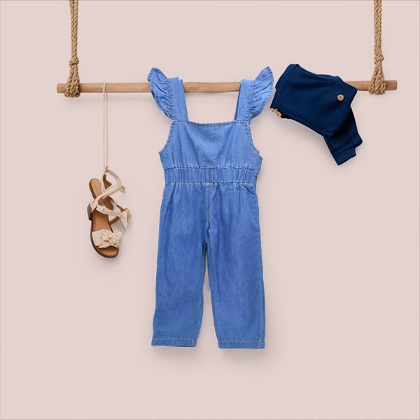 Flutter Sleeve Denim Romper - Image 3