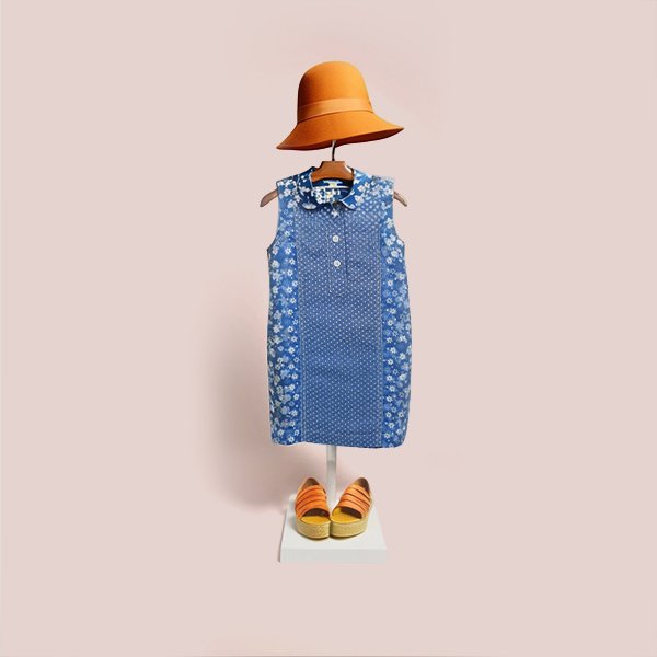 Floral & Polka Dot Denim Dress - Image 3