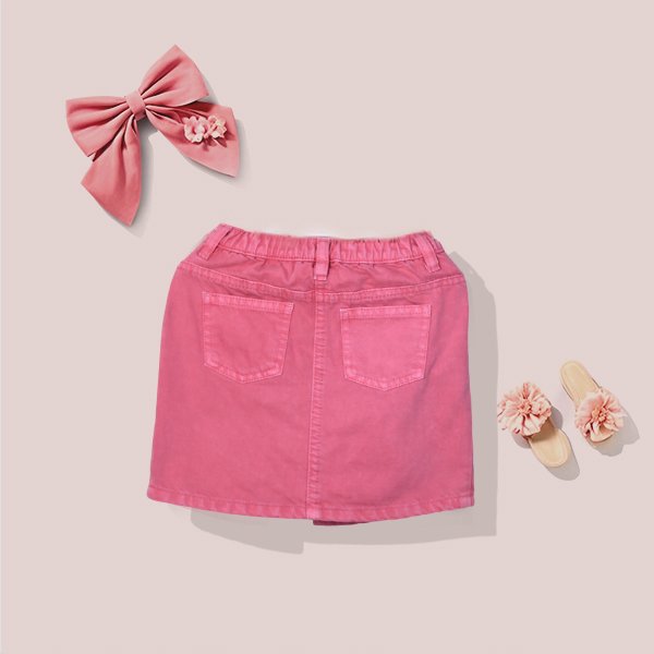 Pink A-line Denim Skirt - Image 3