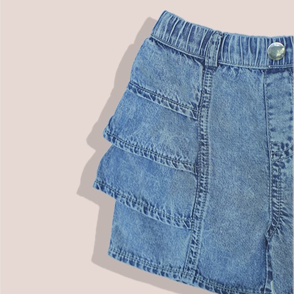 Frilly Layered Denim Skort - Image 3