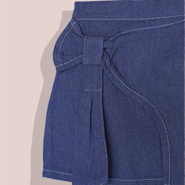 Bow Detail Denim Skort - Image 3