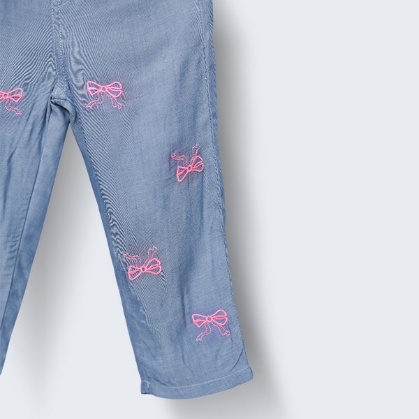 Embroidered Pink Bow Denim Set - Image 4