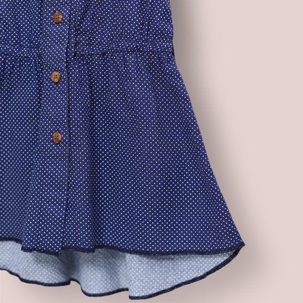 Polka Dot Printed Denim Dress - Image 4