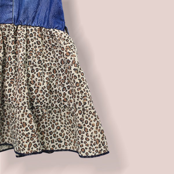 Denim & Leopard Print Dress - Image 4
