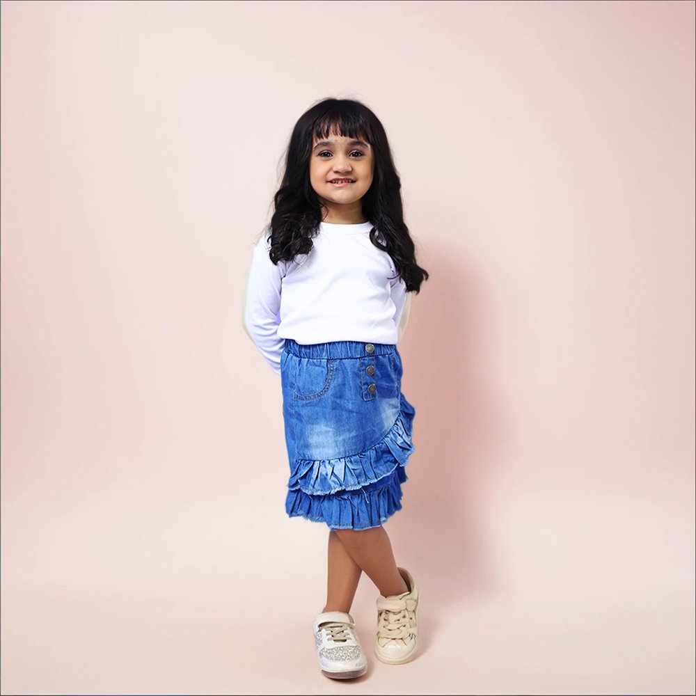 Ruffled Denim Skirt