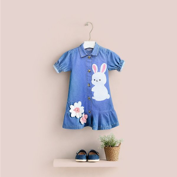 Bunny Design Denim Frock - Image 2